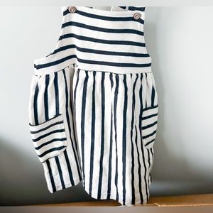 H&M 2-3Y Striped Cream/Black Overall Dress